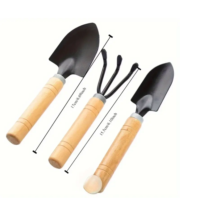 Mini Kazma Kürek Tırmık Seti - Portatif -