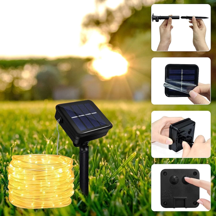 Solar Güneş Enerjili Hortum Kaplamalı Gün Işığı Led -