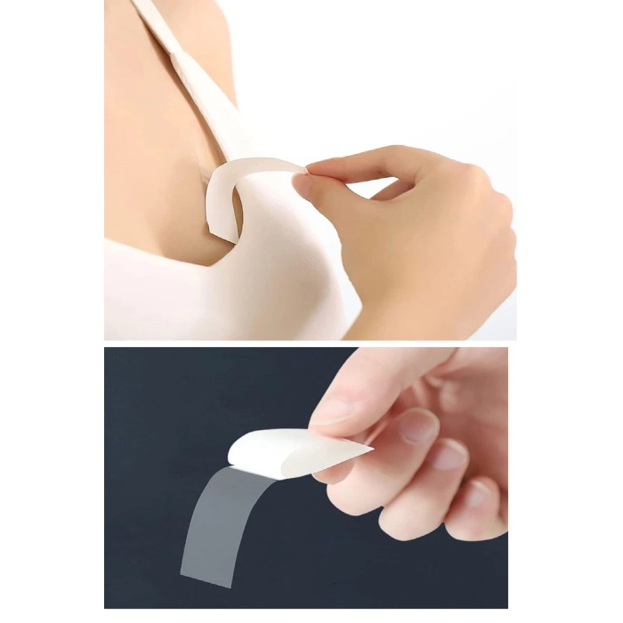 72 Adet Çift Taraflı Transparan Dekolte Kapatıcı Yapışkan Paça Boyu Düzeltici -Askılı Elbise Bandı -