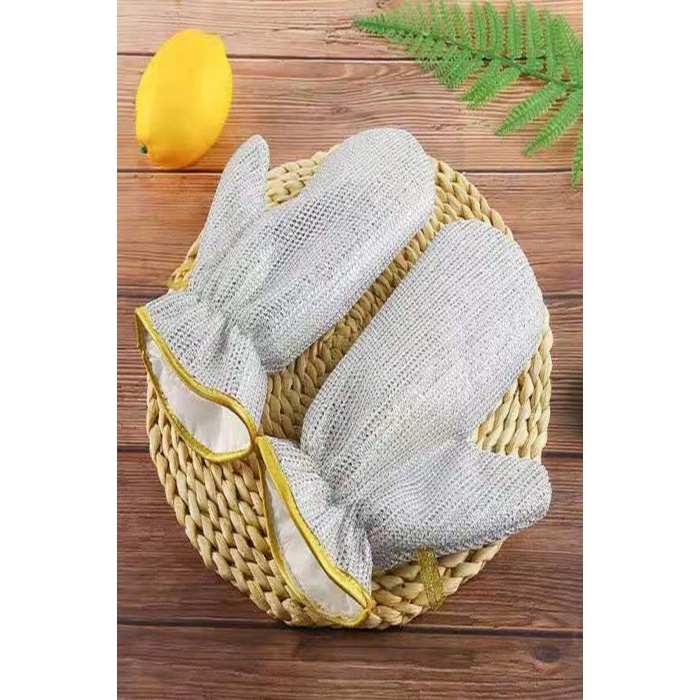 2li Telli Bulaşık Eldiveni Su Geçirmez Kir Sökücü Tava Tencere Ovma Mutfak Banyo Temizlik Eldiveni -