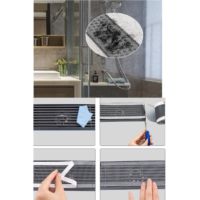 4 Metre Yapışkanlı Banyo Gider Koruyucu Saç Toplayıcı – Gider Böcek Koruyucu Gider Süzgeci -