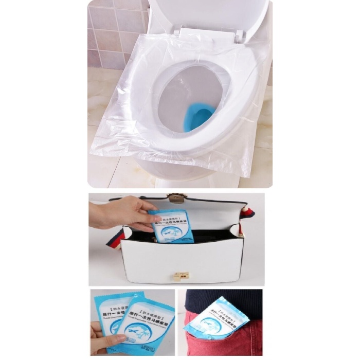 50 Adet Biyobozulur Klozet Kapağı Poşeti Seyahat Tipi Taşınabilir Klozet Kılıfı -