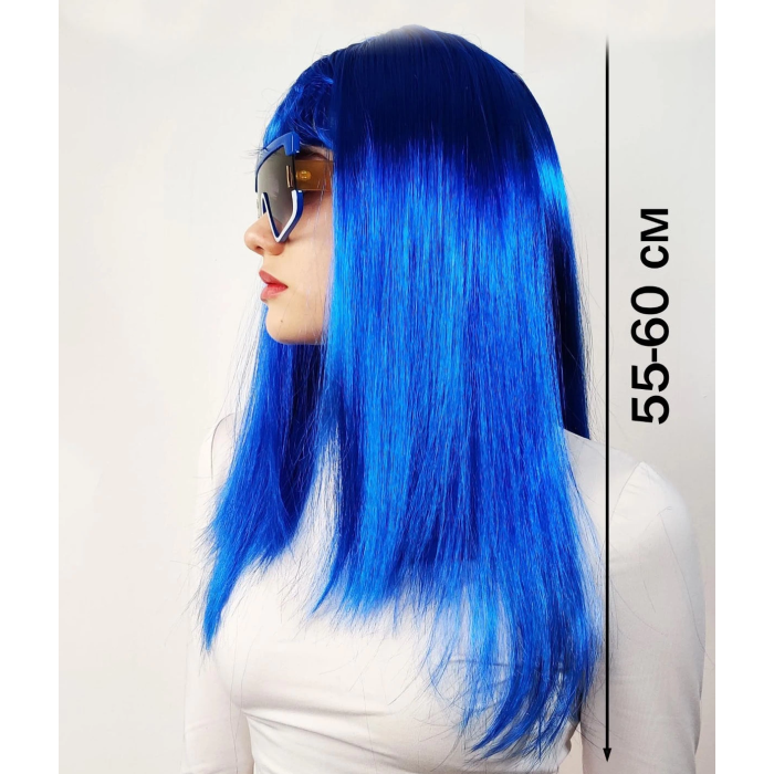 Mavi Renk Uzun Parti Peruğu -