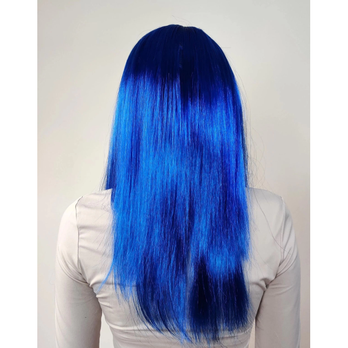 Mavi Renk Uzun Parti Peruğu -