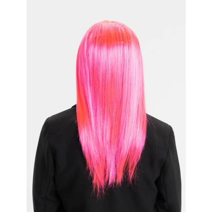 Şeker Pembesi Koyu Pembe Renk Uzun Düz Parti Peruğu -