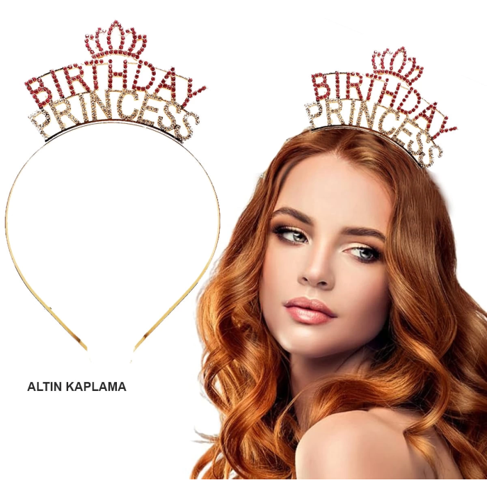 Birthday Princess Kristal Taç – Altın Kaplama -