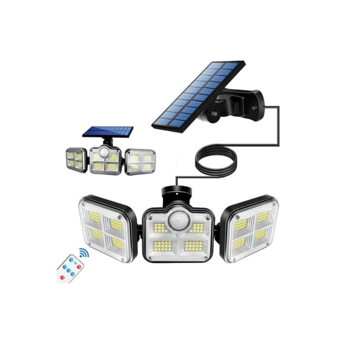 Kumandalı Solar Güneş Enerjili 122 Ledli Hareket Sensörlü Bahçe Aydınlatma Sokak Lambası -