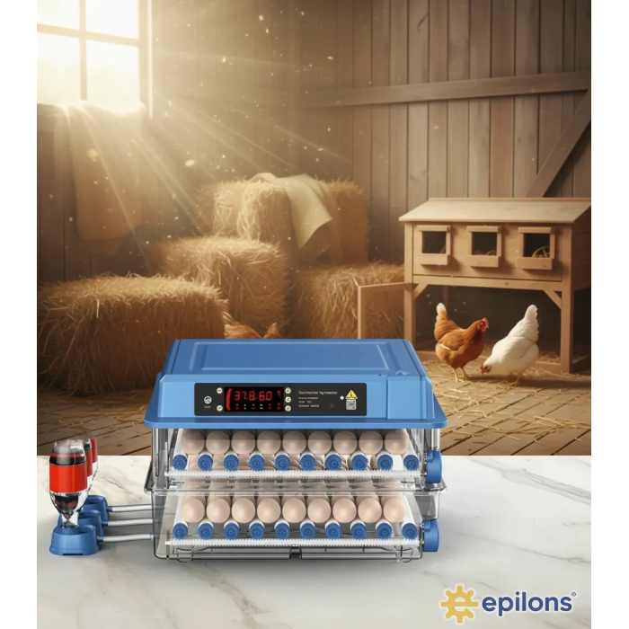 Tam Otomatik 120 Yumurta Kapasiteli Kuluçka Makinesi - Civciv Kaz Hindi Ördek İçin Kablosuz Kameralı Yedek Motorlu Set