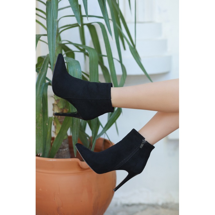 Blan Siyah Süet Topuklu Bot -