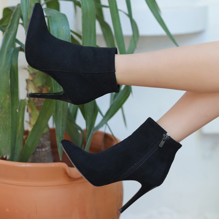 Blan Siyah Süet Topuklu Bot -