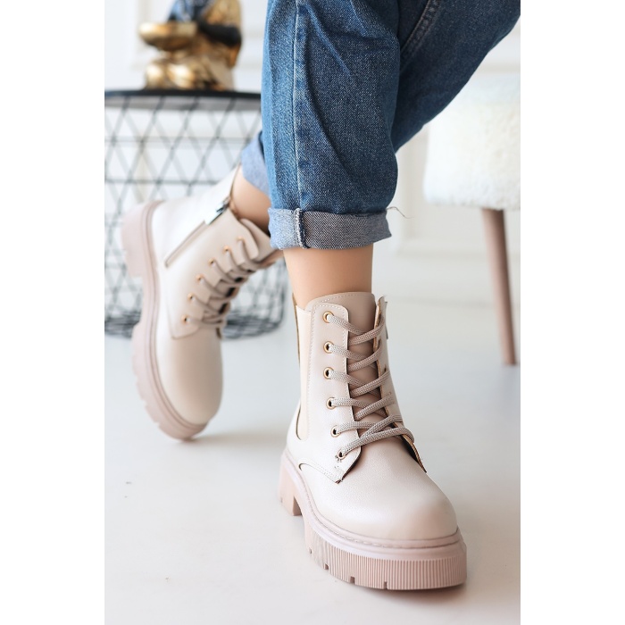 Daum Bej Cilt Bağcıklı Bot -