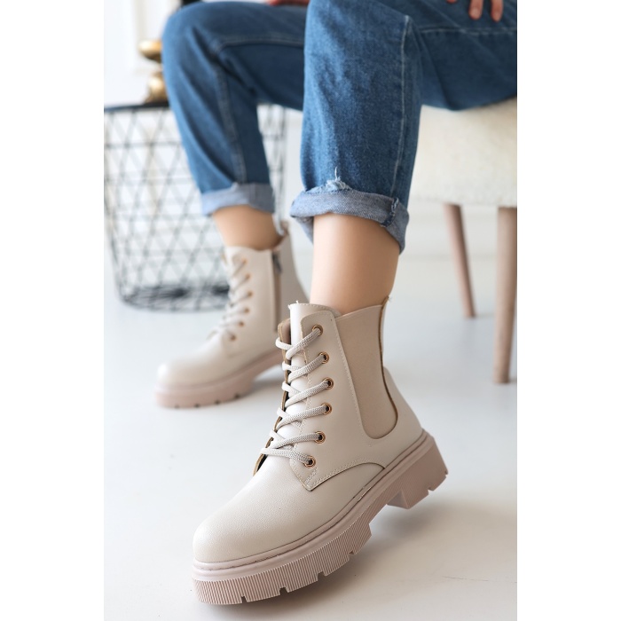 Daum Bej Cilt Bağcıklı Bot -