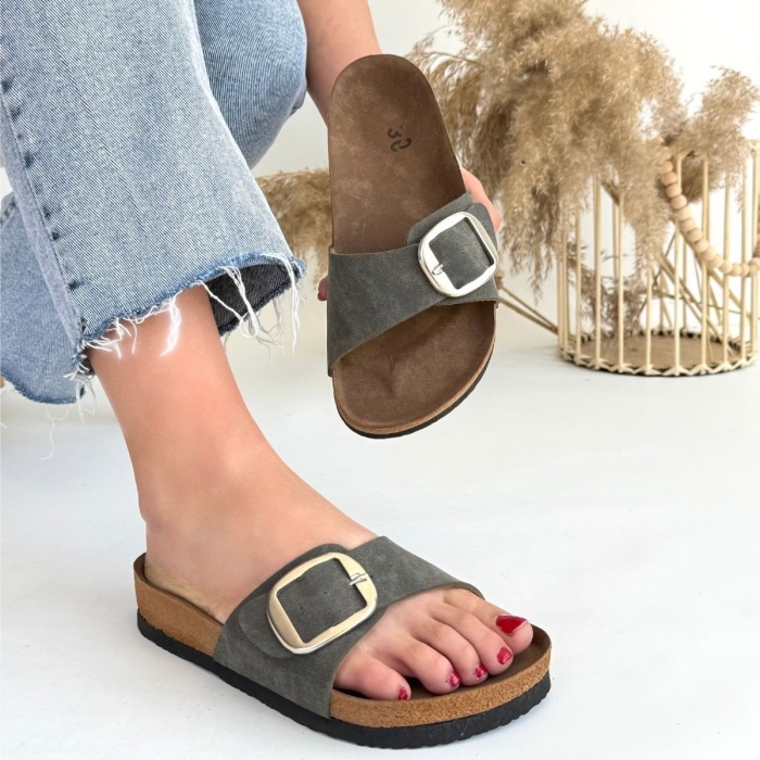 Zooy Yeşil Nubuk Terlik -