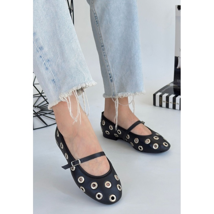 Tinta Siyah Cilt Babet Ayakkabı -