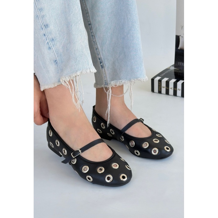 Tinta Siyah Cilt Babet Ayakkabı -