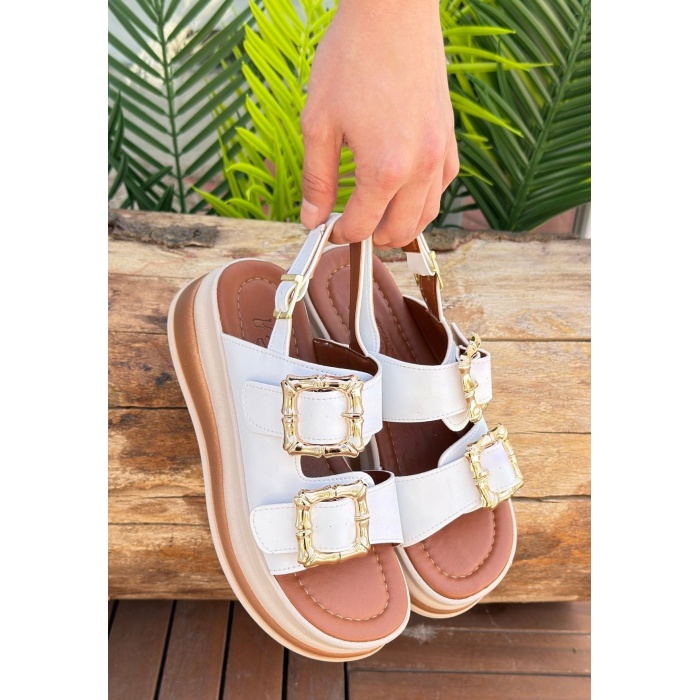 Stan Beyaz Cilt Sandalet -
