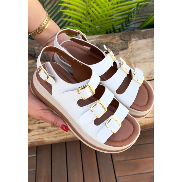 Jatay Beyaz Cilt Sandalet -