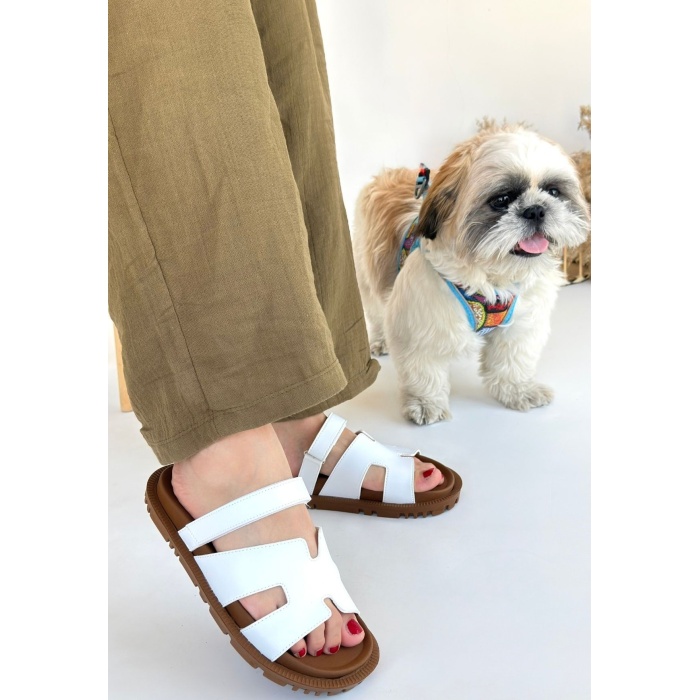 Kooni Beyaz Cilt Terlik -