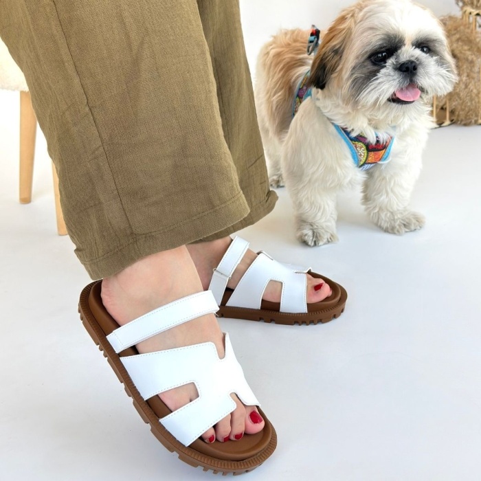 Kooni Beyaz Cilt Terlik -