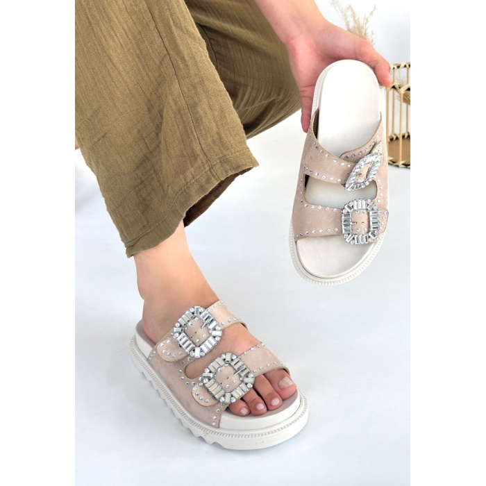 Juana Bej Nubuk Taşlı Terlik -