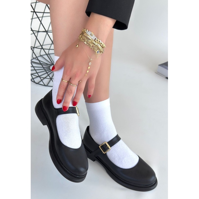 Yokox Siyah Cilt Oxford Ayakkabı -