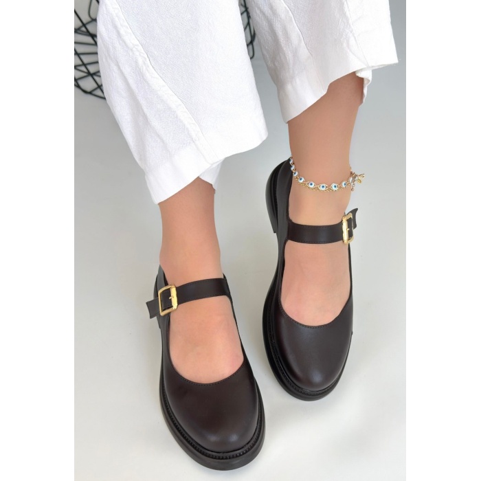 Yokox Kahverengi Cilt Oxford Ayakkabı -