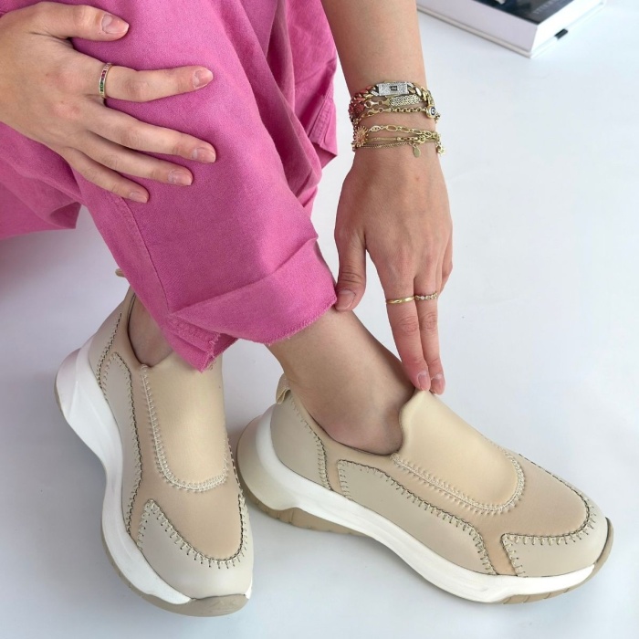 Kendy Bej Cilt Spor Ayakkabı -