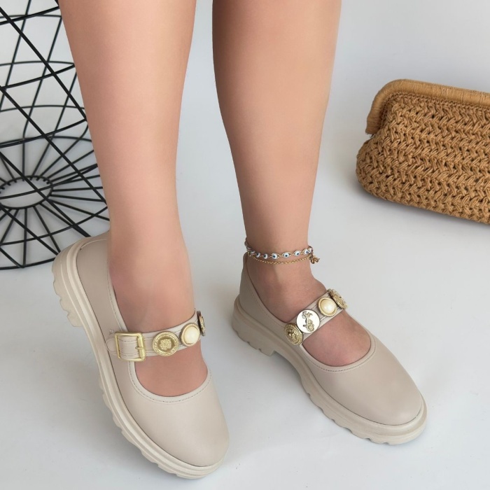 Okira Bej Cilt Oxford Ayakkabı -