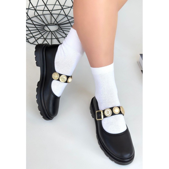 Okira Siyah Cilt Oxford Ayakkabı -