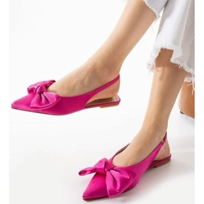 Cenya Fuşya Saten Babet Ayakkabı -