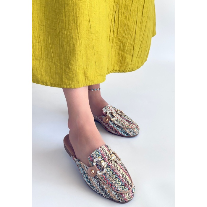 Yenda Renkli Dokumalı Terlik -