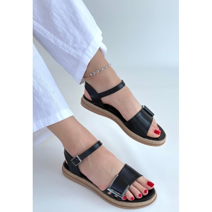 Andana Siyah Cilt Sandalet -