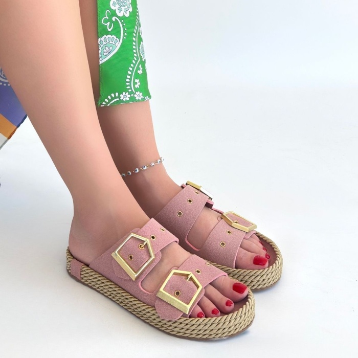 İces Pudra Nubuk Terlik -