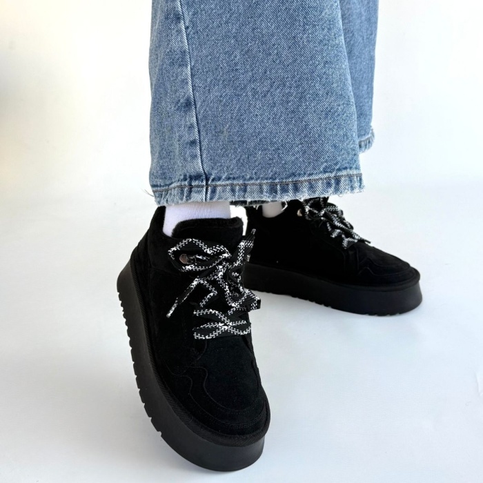 Muden Siyah Süet Bağcıklı Bot -