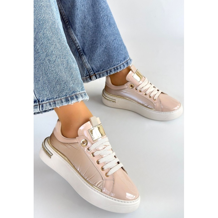 Hley Bej Rugan Paraşüt Detaylı Bağcıklı Spor Ayakkabı -