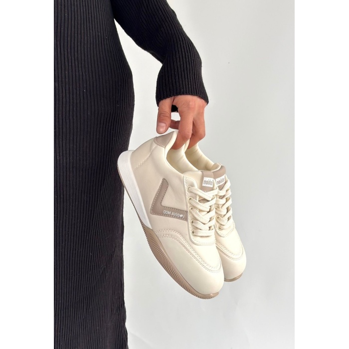 Jowen Bej Cilt Vizon Detaylı Bağcıklı Spor Ayakkabı -