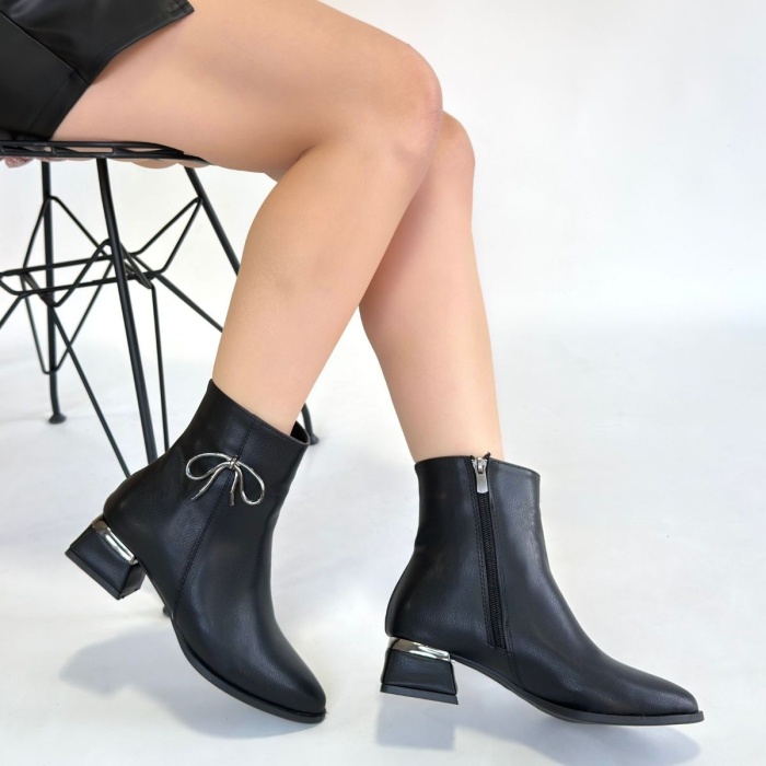 Harly Siyah Cilt Topuklu Bot -