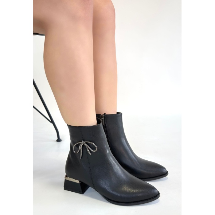 Harly Siyah Cilt Topuklu Bot -