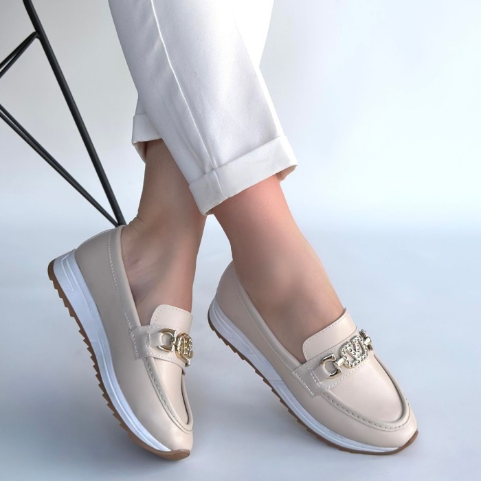 Otra Bej Cilt Babet Ayakkabı -