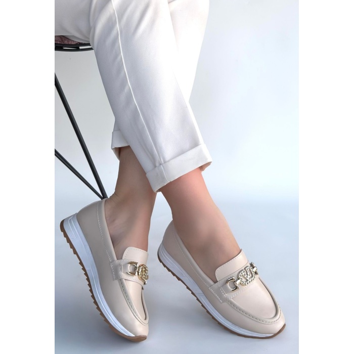 Otra Bej Cilt Babet Ayakkabı -