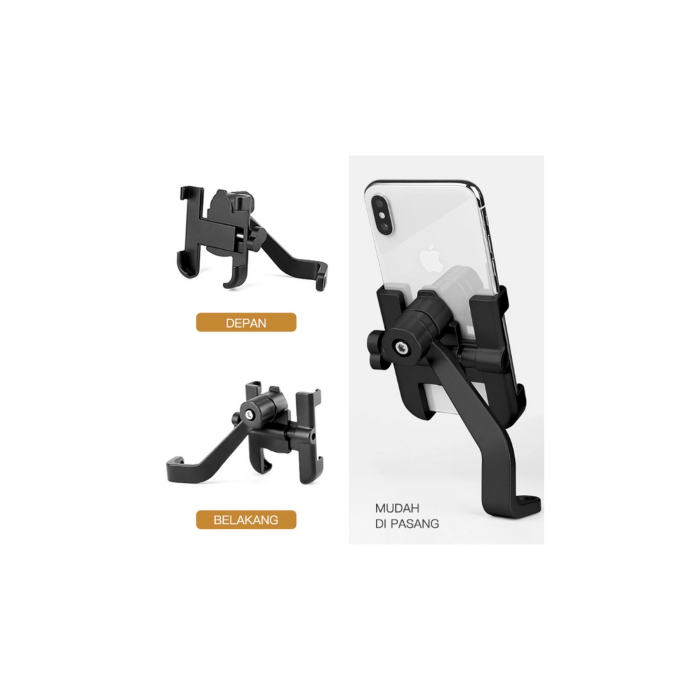 Alüminyum Gövdeli Metal Ayna Bağlantılı Motosiklet Telefon Tutucu 7 İnç Xl -