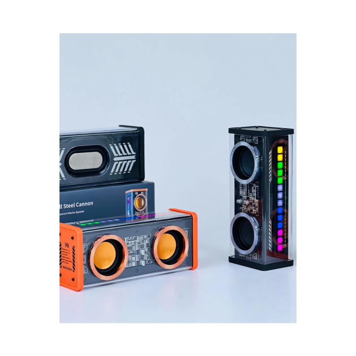 Şeffaf Mecha Müzik Tws Stereo Rgb İşıklı Hoparlör Kablosuz Bluetooth 5.0 Taşınabilir Hoparlör V9 -