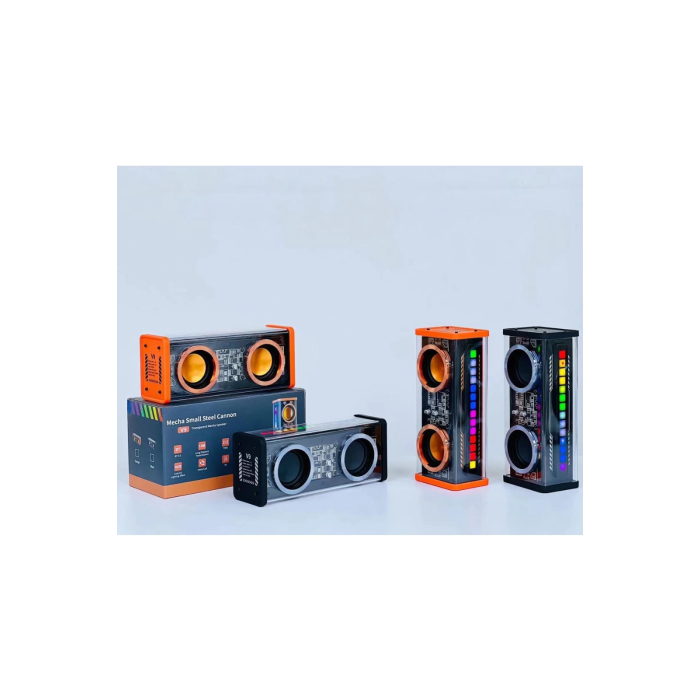 Şeffaf Mecha Müzik Tws Stereo Rgb İşıklı Hoparlör Kablosuz Bluetooth 5.0 Taşınabilir Hoparlör V9 -