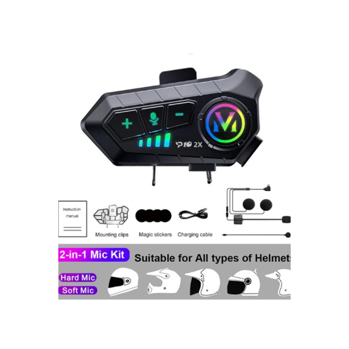 y10 2x Motosiklet Kask İntercom Çift Eşleşme Rgb Işıklı Bluetooth Kulaklık 5,3 -