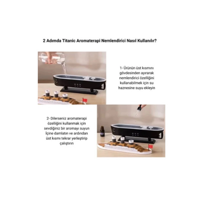 Titanic Gemi Hava Nemlendirici Işıklı Fonksiyonlu Buhar Makinesi Kumandalı -