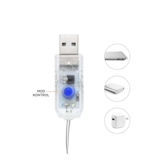 Lw-7 300 Ledli 10 Sarkıt Perde Led Işık, 8 Modlu Uzaktan Kumandalı, 3x3 Metre Peri Telli Led -