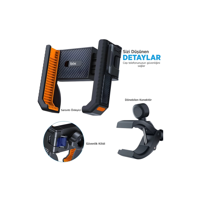 Gidon Bağlantılı Bisiklet Motosiklet İçin Esnek Abs 4-7.8″ İnç Telefon Tutucu 360° Dönebilen Tasarım -