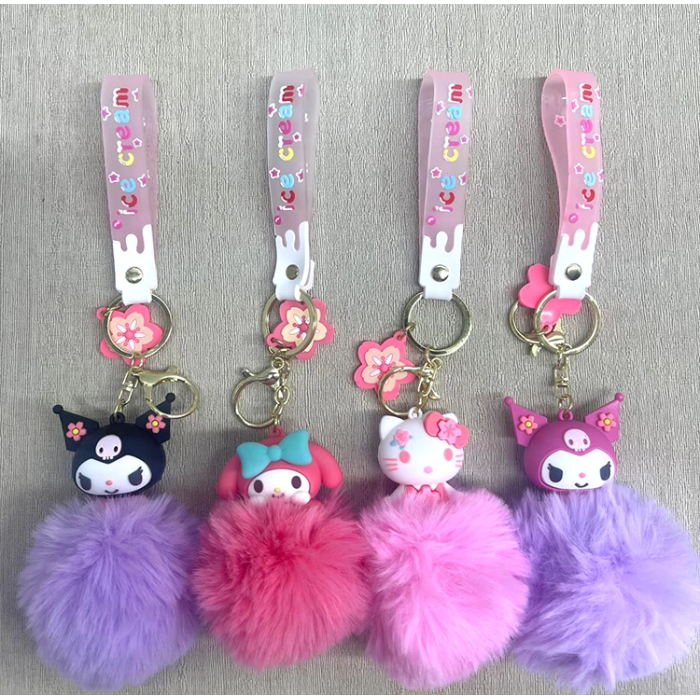 Ponponlu Kuromi Ve Hello Kitty Anahtarlık Alk4246 -