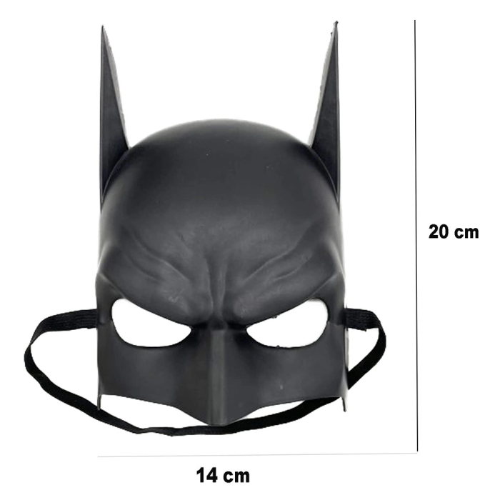 Siyah Renk Çocuk Boy Arkadan Lastikli Batman Maskesi A Kalite 20x14 Cm -