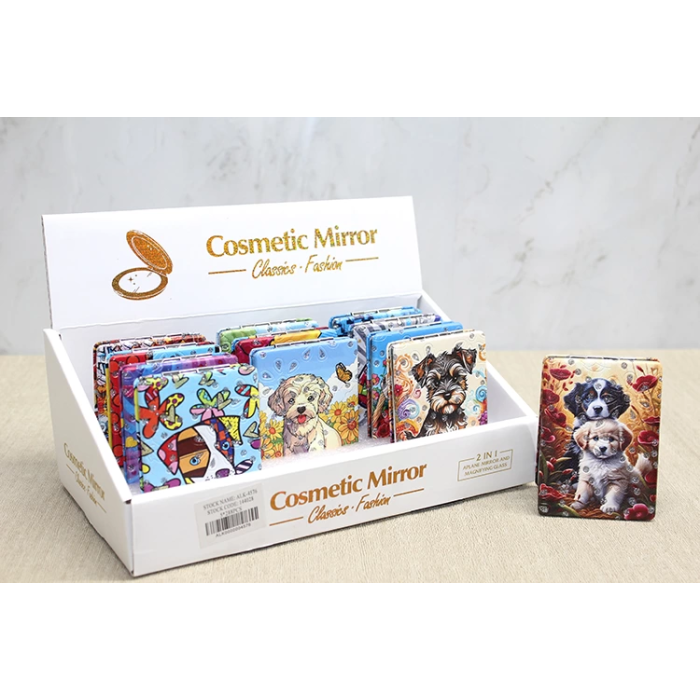 Sevimli Köpek Tasarımıyla Taş İşlemeli İnce El Aynası Dikdörtgen Alk4576 -